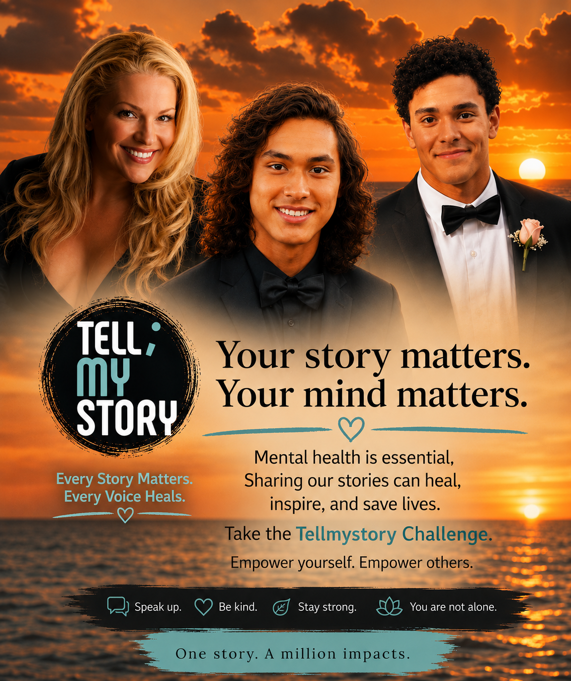 Tellmystory Challenge Foundation family flyer — Your story matters. Your mind matters.